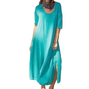 Natural Life All Day Cotton Tee Dress Womens Teal M Beach Minimalist Comfy